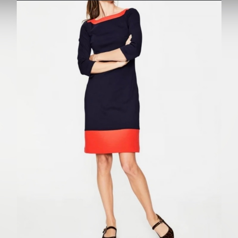 Boden NWT Navy and Red Knee Length Dress